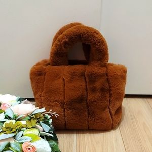 Free People Dolce faux fur teddy satchel crossbody bag